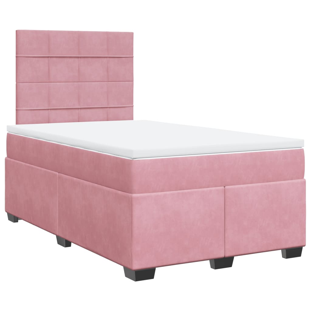 Boxspring met matras fluweel roze 120x190 cm is nu te koop bij PeponiXL, paradijselijk wonen!
