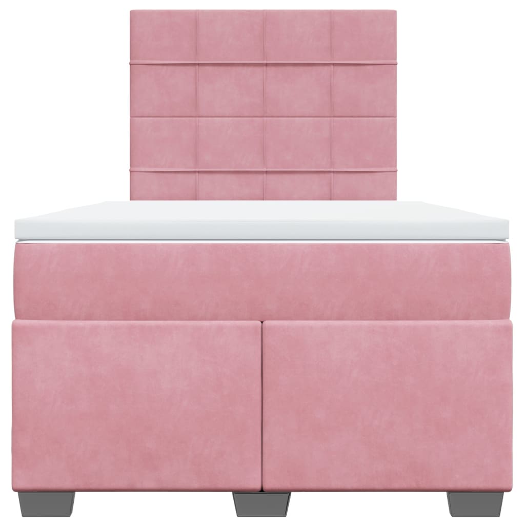 Boxspring met matras fluweel roze 120x190 cm is nu te koop bij PeponiXL, paradijselijk wonen!