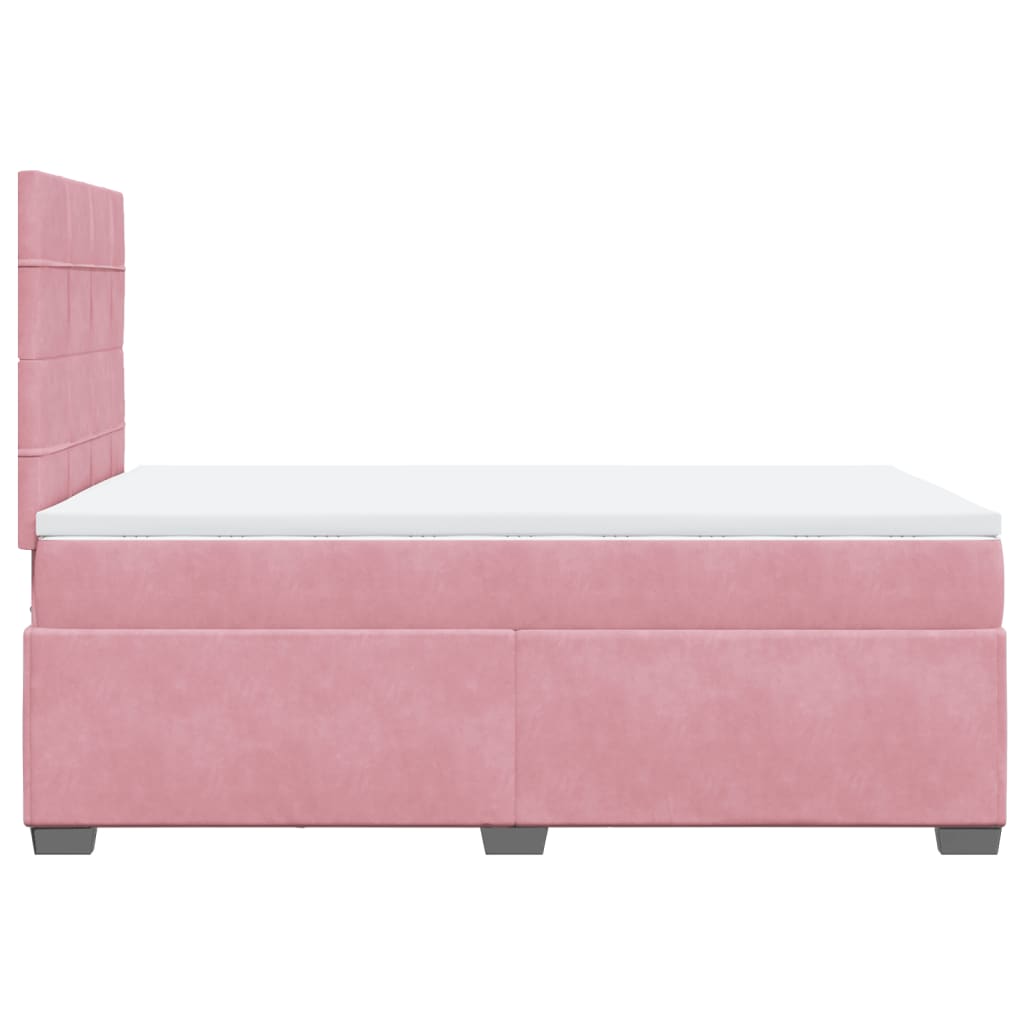 Boxspring met matras fluweel roze 120x190 cm is nu te koop bij PeponiXL, paradijselijk wonen!