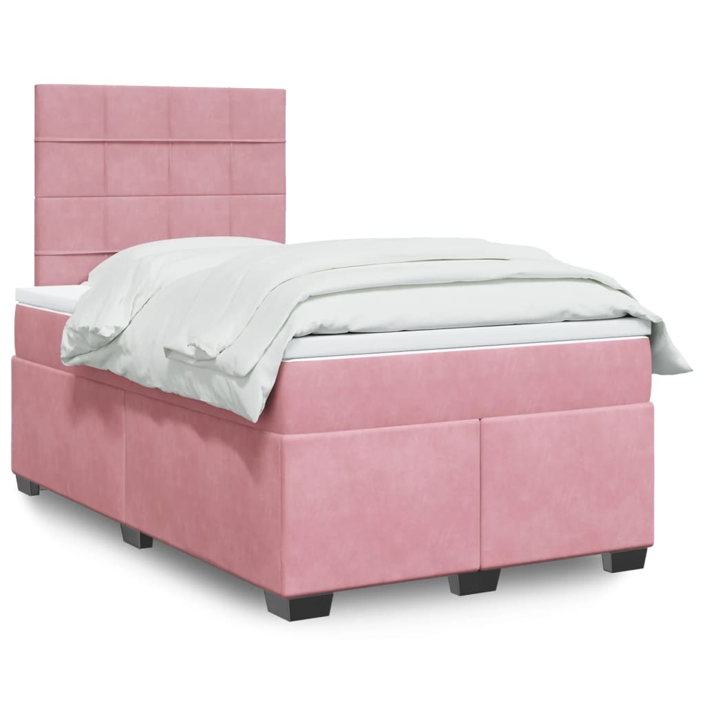Boxspring met matras fluweel roze 120x190 cm is nu te koop bij PeponiXL, paradijselijk wonen!