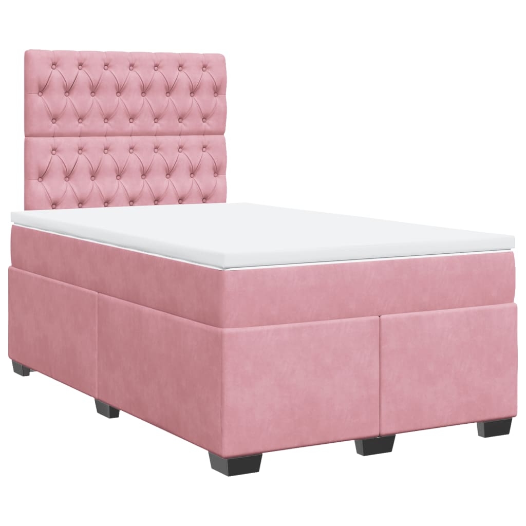 Boxspring met matras fluweel roze 120x190 cm is nu te koop bij PeponiXL, paradijselijk wonen!