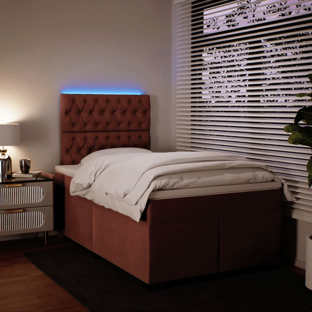 Boxspring met matras fluweel roze 120x190 cm is nu te koop bij PeponiXL, paradijselijk wonen!
