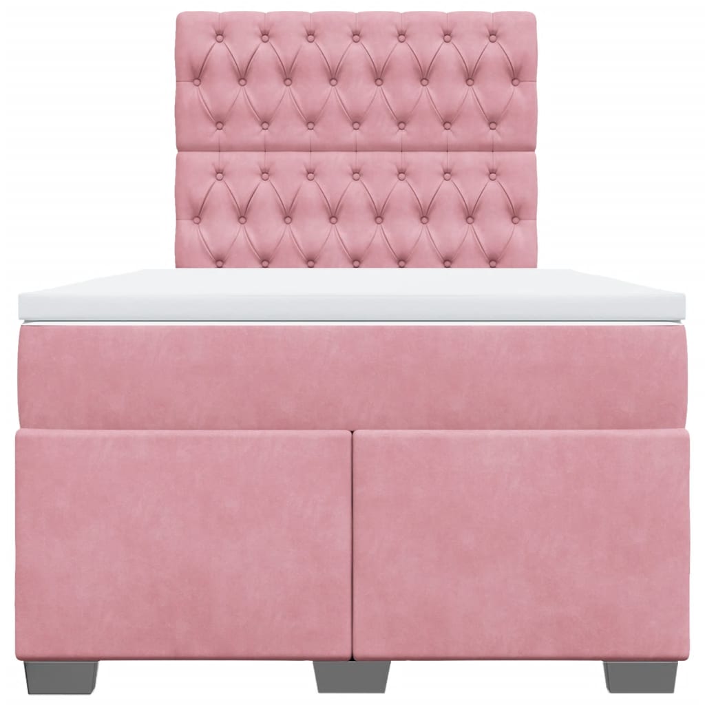 Boxspring met matras fluweel roze 120x190 cm is nu te koop bij PeponiXL, paradijselijk wonen!