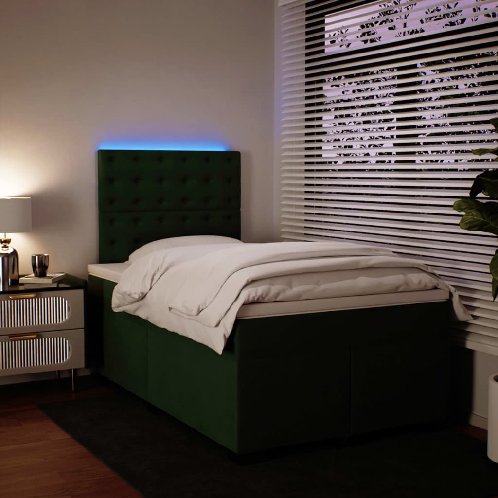 Boxspring met matras fluweel donkergroen 120x190 cm is nu te koop bij PeponiXL, paradijselijk wonen!