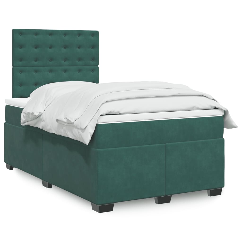 Boxspring met matras fluweel donkergroen 120x190 cm is nu te koop bij PeponiXL, paradijselijk wonen!