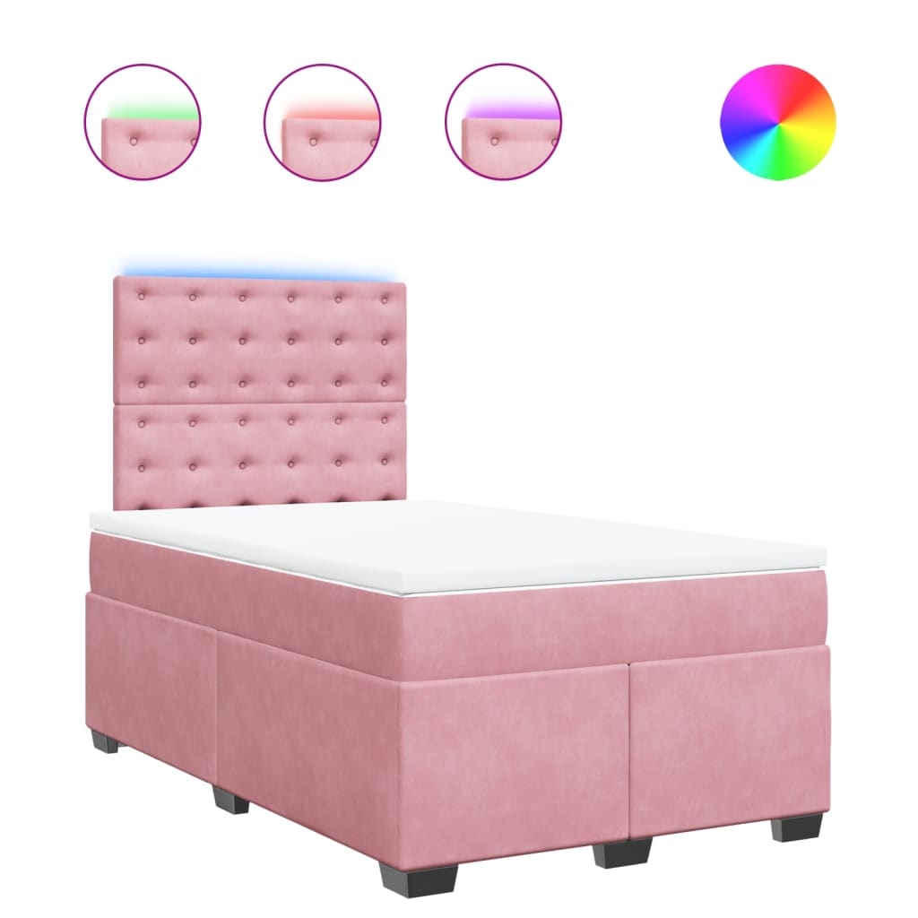 Boxspring met matras fluweel roze 120x190 cm is nu te koop bij PeponiXL, paradijselijk wonen!