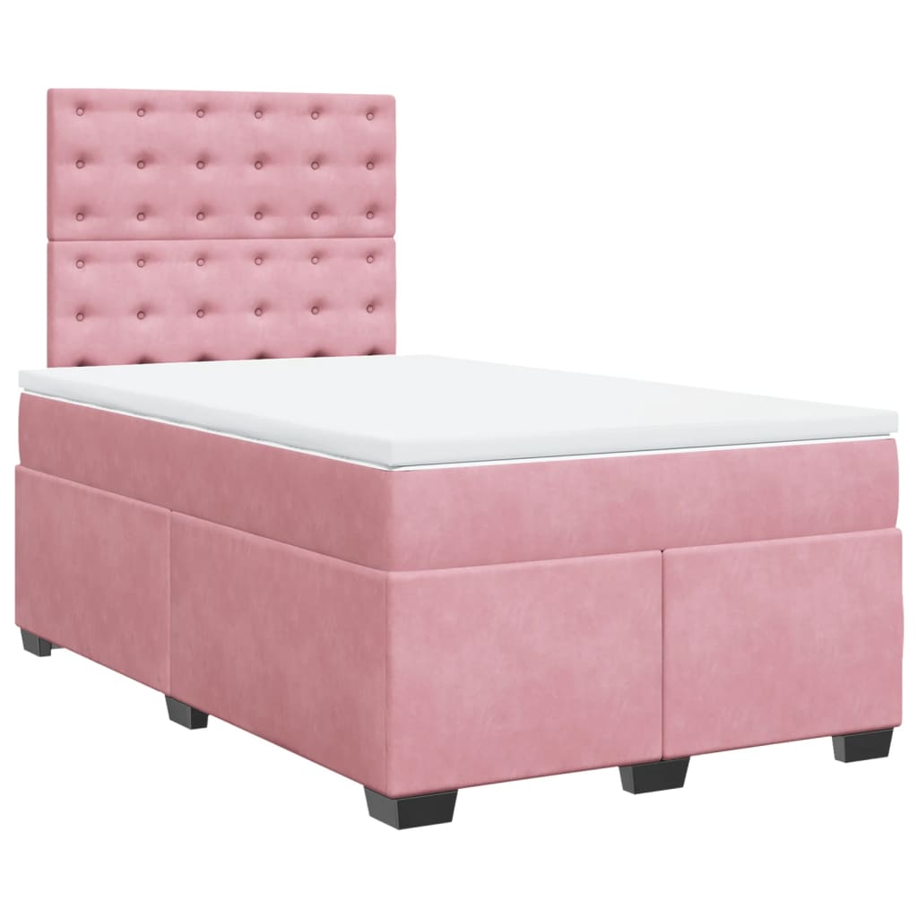 Boxspring met matras fluweel roze 120x190 cm is nu te koop bij PeponiXL, paradijselijk wonen!
