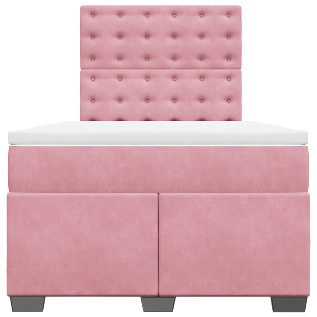 Boxspring met matras fluweel roze 120x190 cm is nu te koop bij PeponiXL, paradijselijk wonen!