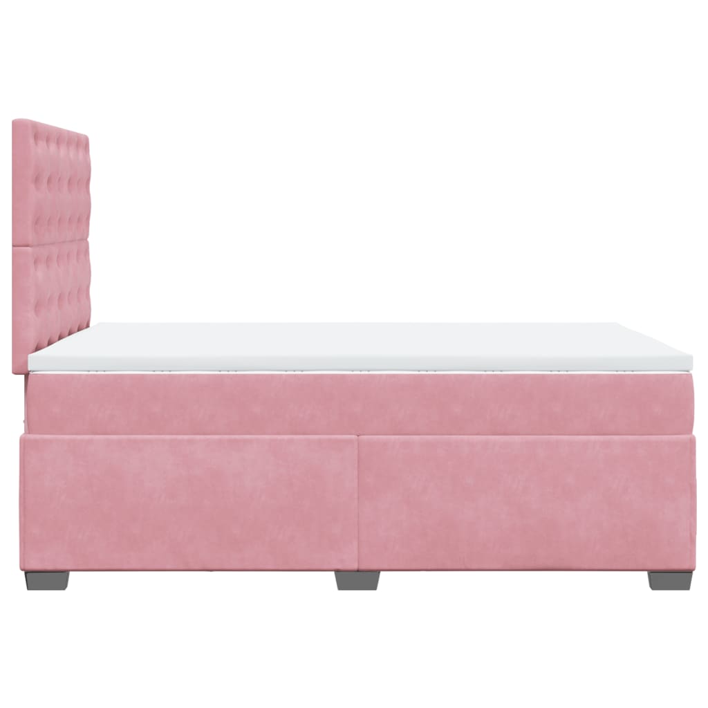 Boxspring met matras fluweel roze 120x190 cm is nu te koop bij PeponiXL, paradijselijk wonen!