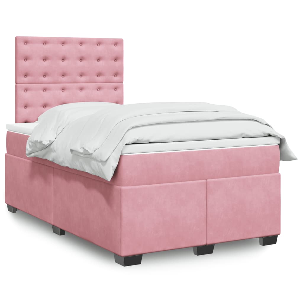 Boxspring met matras fluweel roze 120x190 cm is nu te koop bij PeponiXL, paradijselijk wonen!
