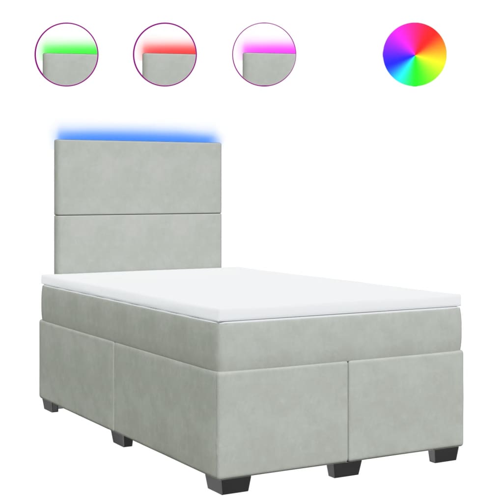 Boxspring met matras fluweel lichtgrijs 120x200 cm is nu te koop bij PeponiXL, paradijselijk wonen!