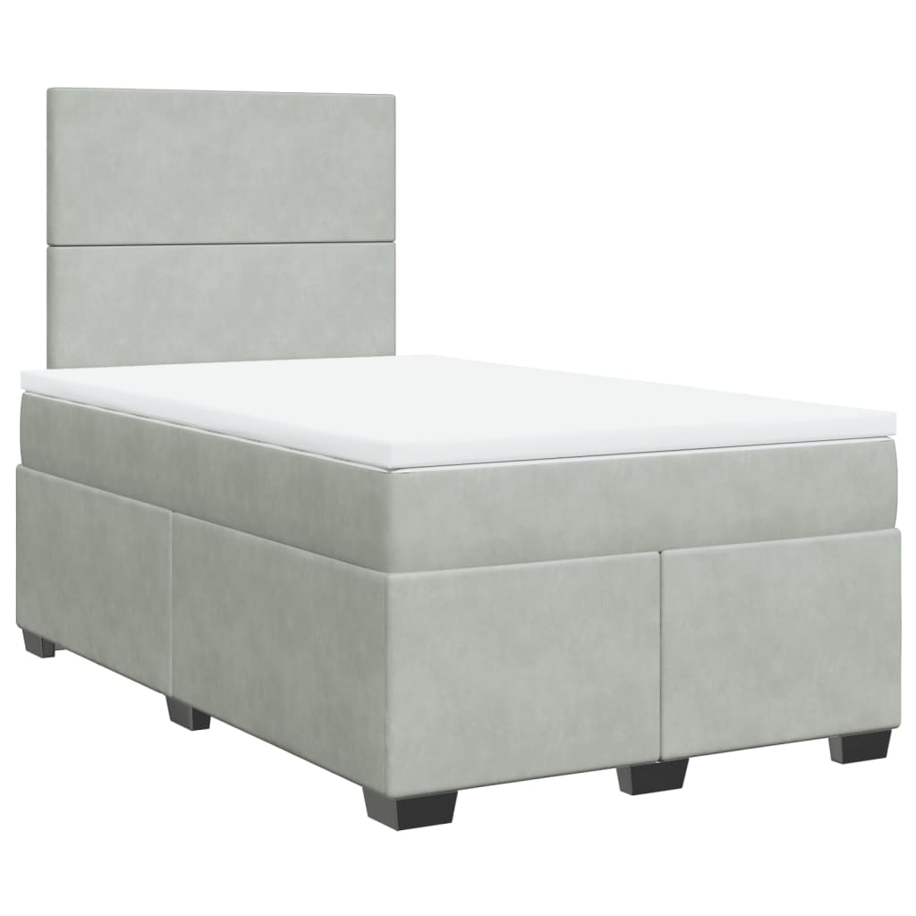 Boxspring met matras fluweel lichtgrijs 120x200 cm is nu te koop bij PeponiXL, paradijselijk wonen!
