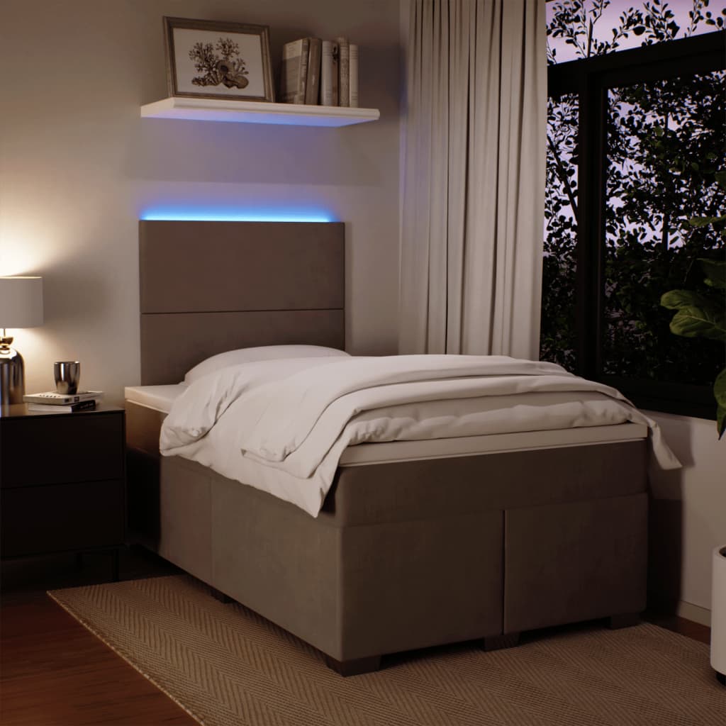 Boxspring met matras fluweel lichtgrijs 120x200 cm is nu te koop bij PeponiXL, paradijselijk wonen!