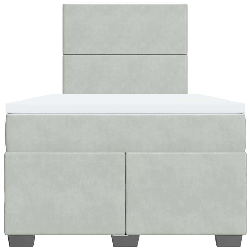 Boxspring met matras fluweel lichtgrijs 120x200 cm is nu te koop bij PeponiXL, paradijselijk wonen!
