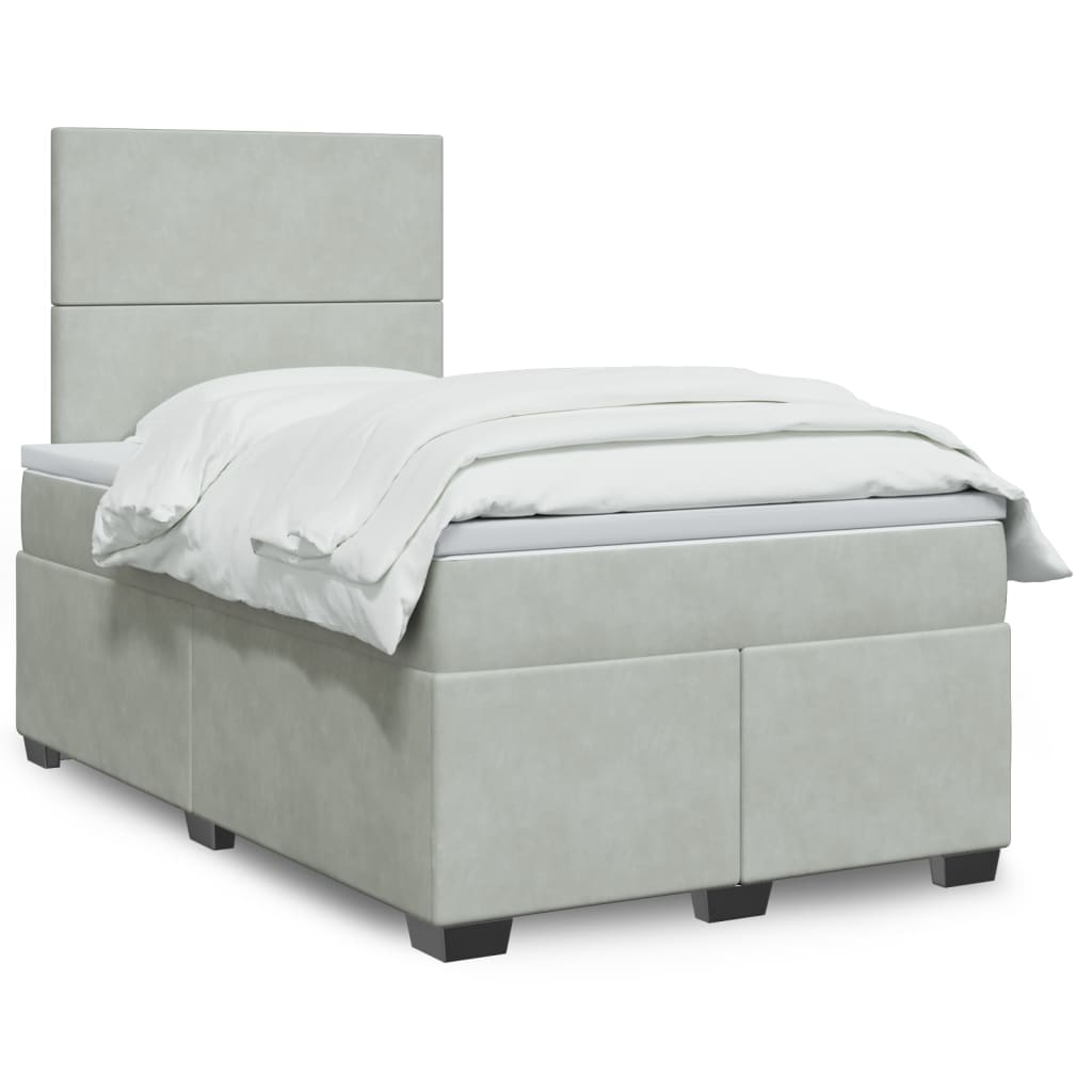 Boxspring met matras fluweel lichtgrijs 120x200 cm is nu te koop bij PeponiXL, paradijselijk wonen!