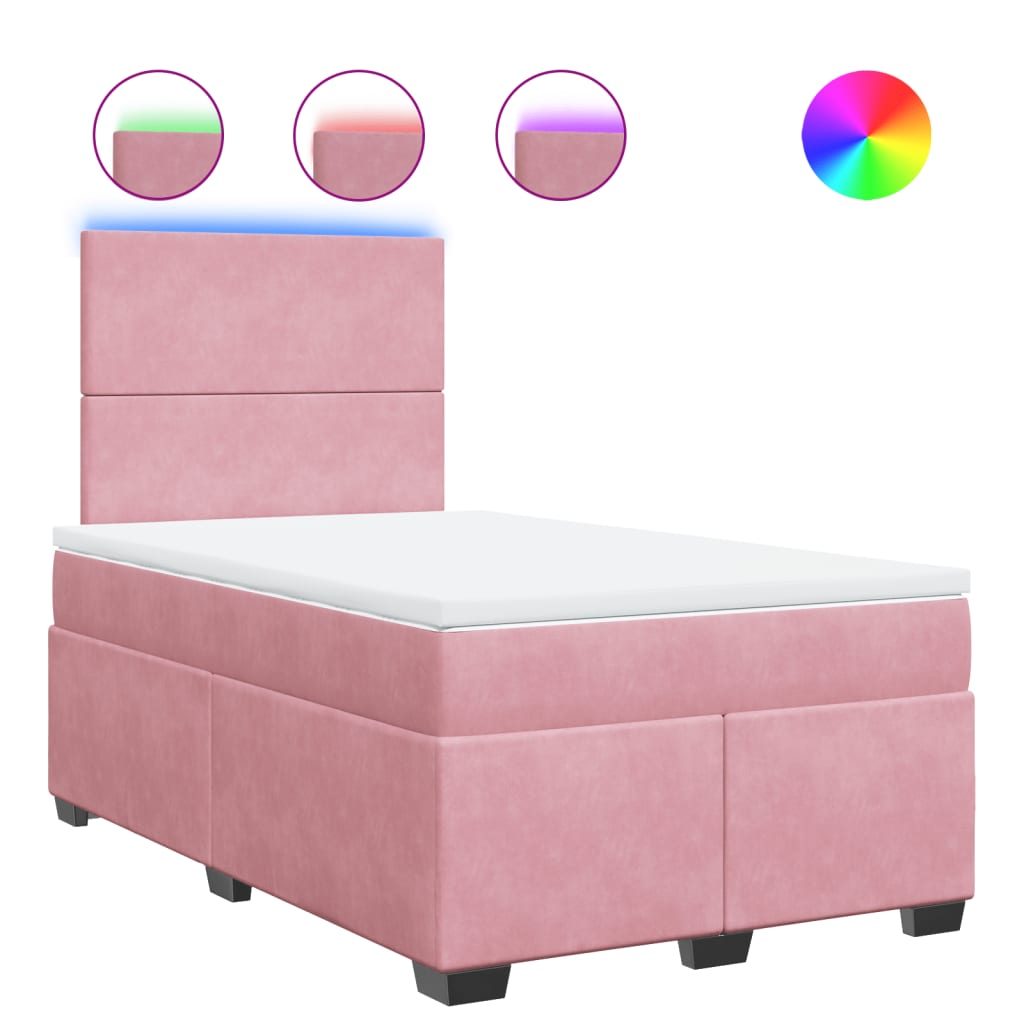 Boxspring met matras fluweel roze 120x200 cm is nu te koop bij PeponiXL, paradijselijk wonen!