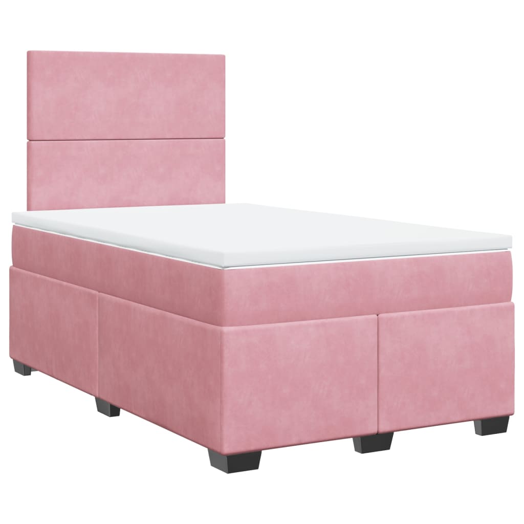 Boxspring met matras fluweel roze 120x200 cm is nu te koop bij PeponiXL, paradijselijk wonen!
