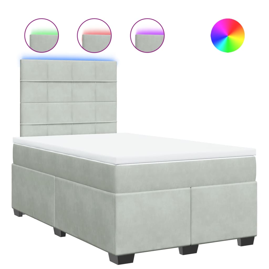 Boxspring met matras fluweel lichtgrijs 120x200 cm is nu te koop bij PeponiXL, paradijselijk wonen!