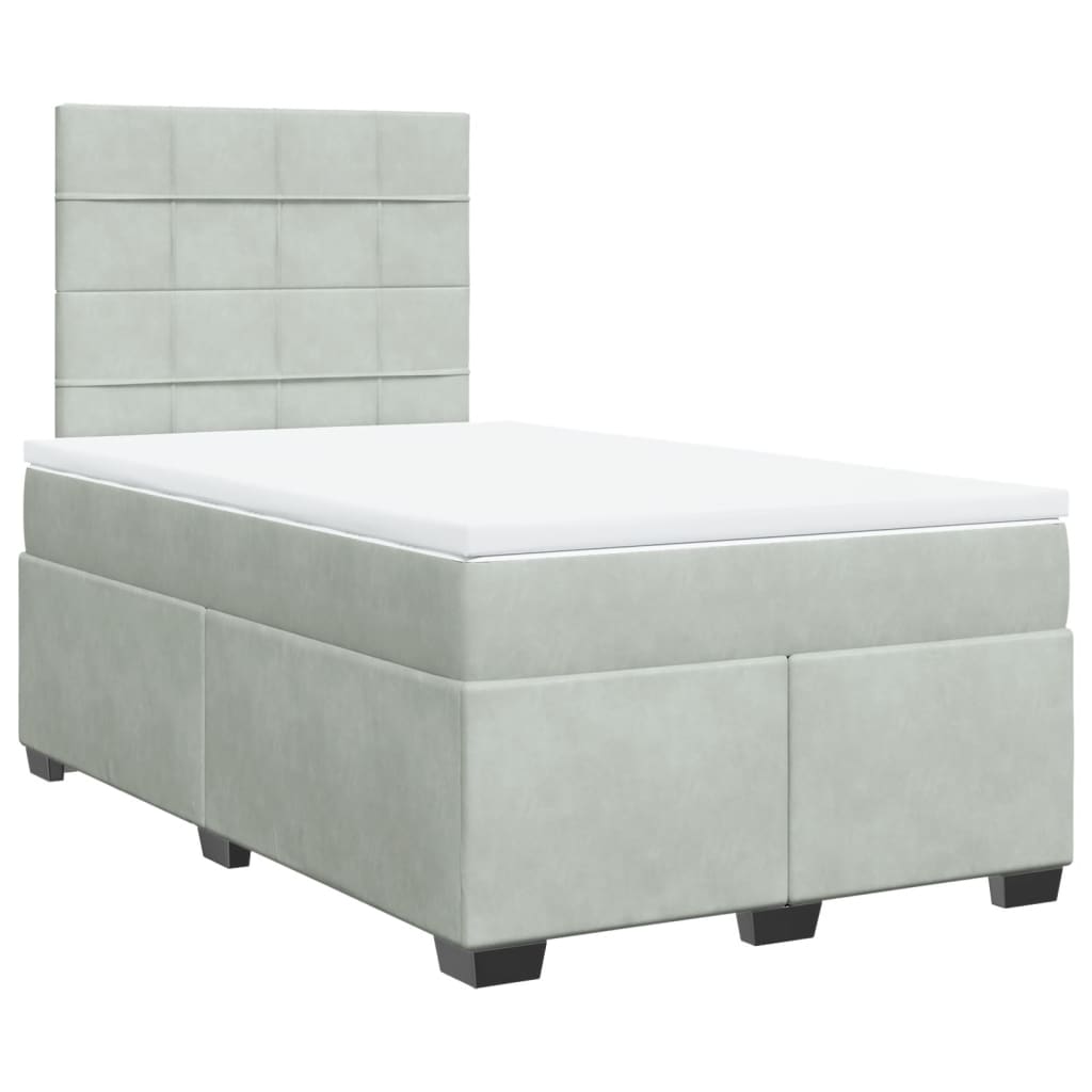 Boxspring met matras fluweel lichtgrijs 120x200 cm is nu te koop bij PeponiXL, paradijselijk wonen!