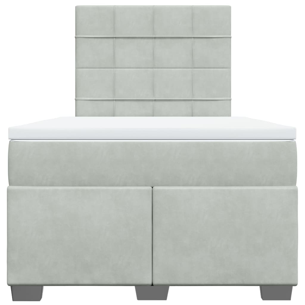 Boxspring met matras fluweel lichtgrijs 120x200 cm is nu te koop bij PeponiXL, paradijselijk wonen!