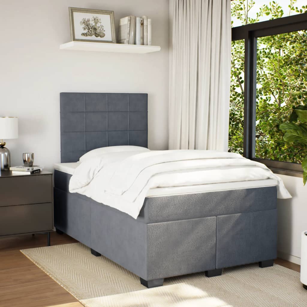 Boxspring met matras fluweel donkergrijs 120x200 cm is nu te koop bij PeponiXL, paradijselijk wonen!
