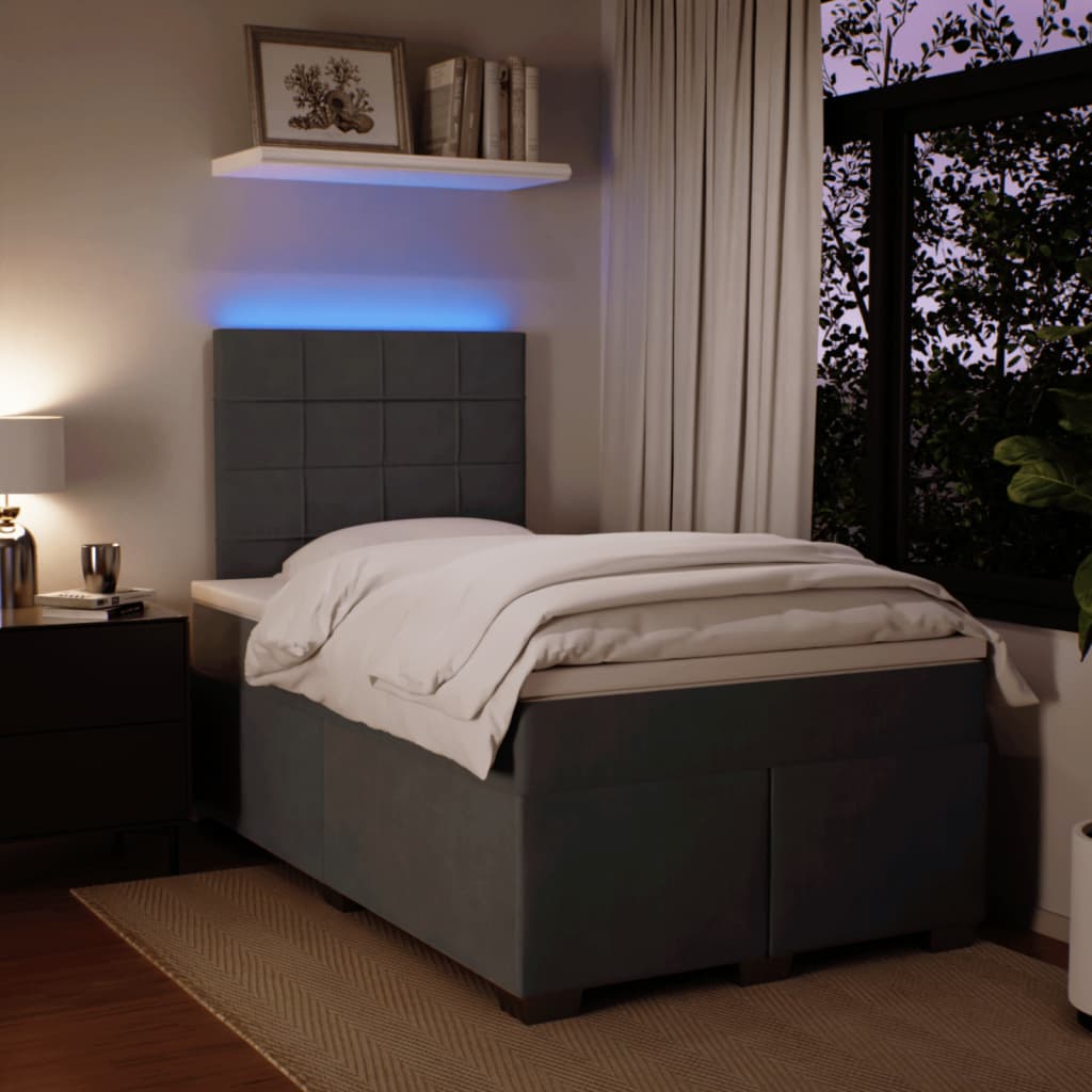 Boxspring met matras fluweel donkergrijs 120x200 cm is nu te koop bij PeponiXL, paradijselijk wonen!