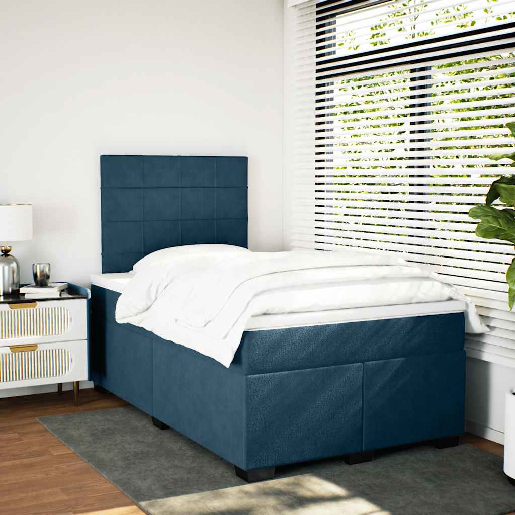 Boxspring met matras fluweel blauw 120x200 cm is nu te koop bij PeponiXL, paradijselijk wonen!