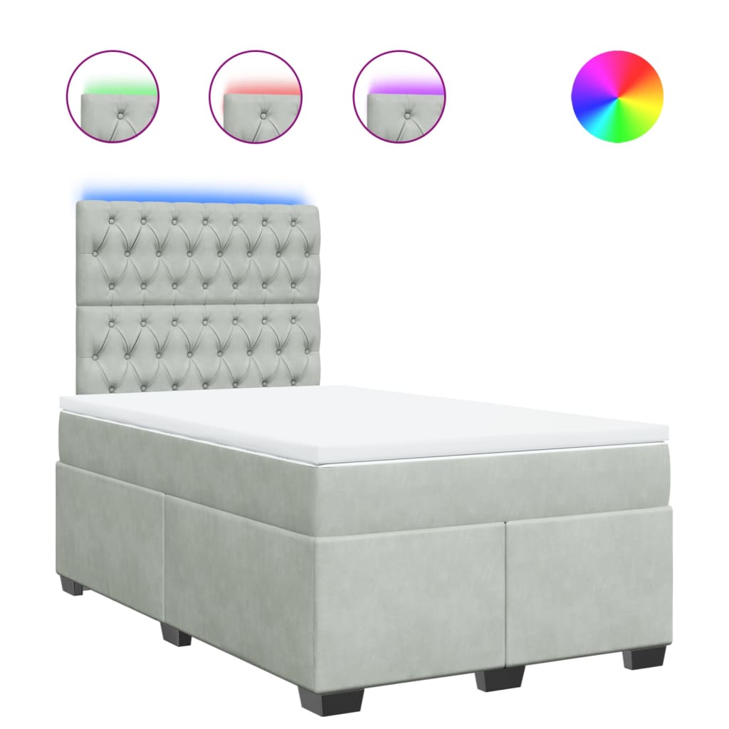 Boxspring met matras fluweel lichtgrijs 120x200 cm is nu te koop bij PeponiXL, paradijselijk wonen!