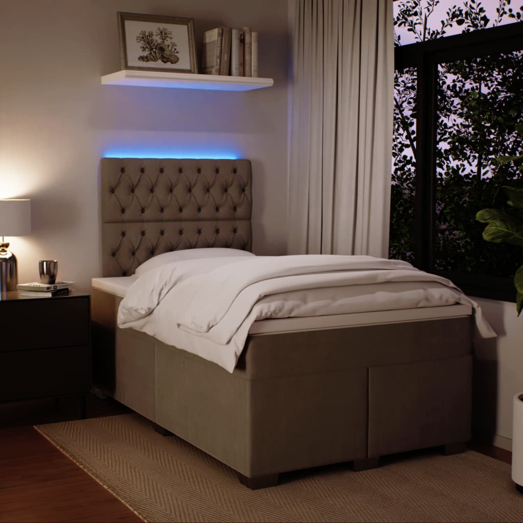 Boxspring met matras fluweel lichtgrijs 120x200 cm is nu te koop bij PeponiXL, paradijselijk wonen!