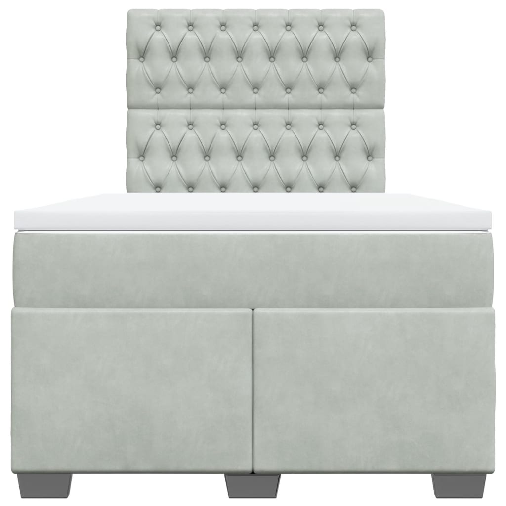 Boxspring met matras fluweel lichtgrijs 120x200 cm is nu te koop bij PeponiXL, paradijselijk wonen!