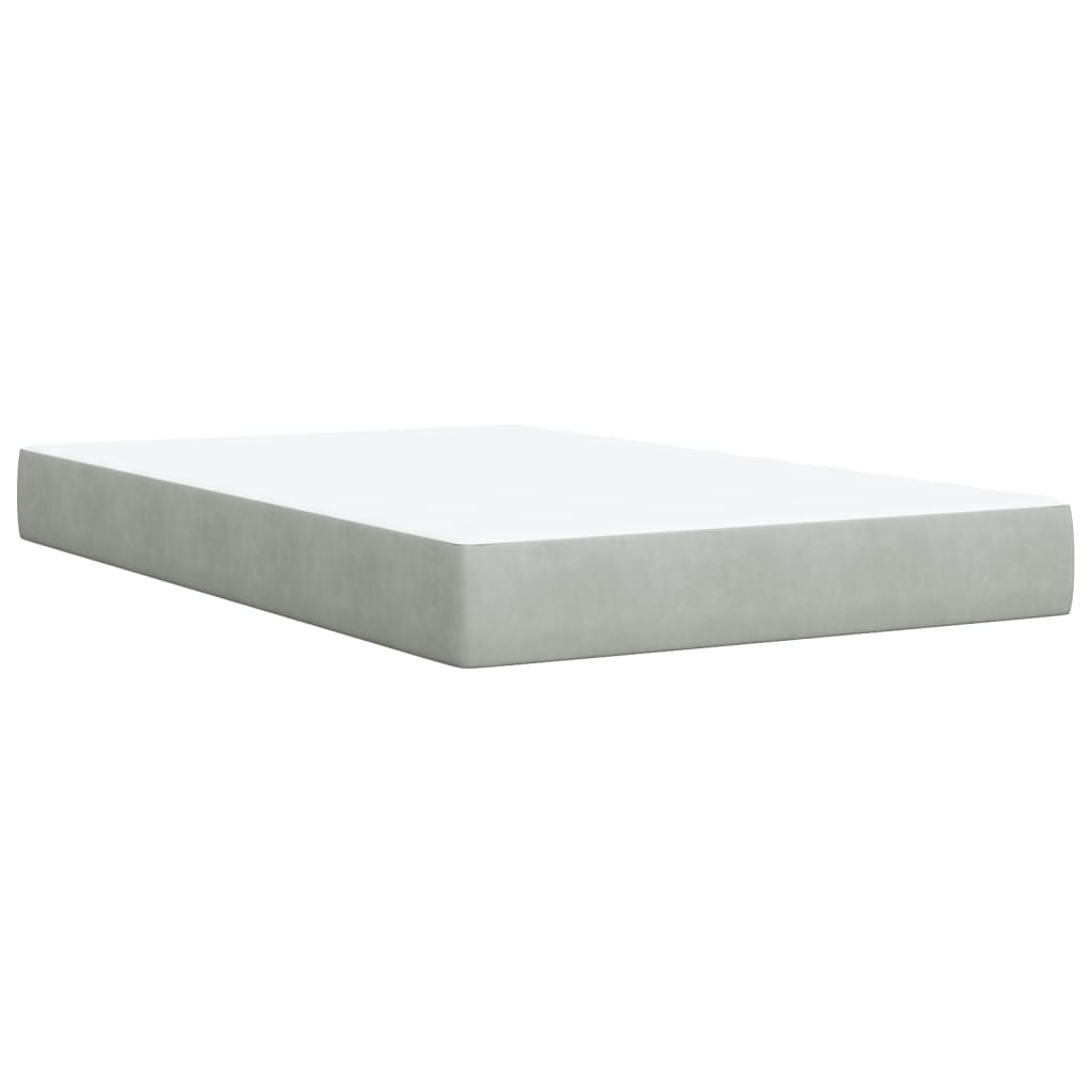 Boxspring met matras fluweel lichtgrijs 120x200 cm is nu te koop bij PeponiXL, paradijselijk wonen!