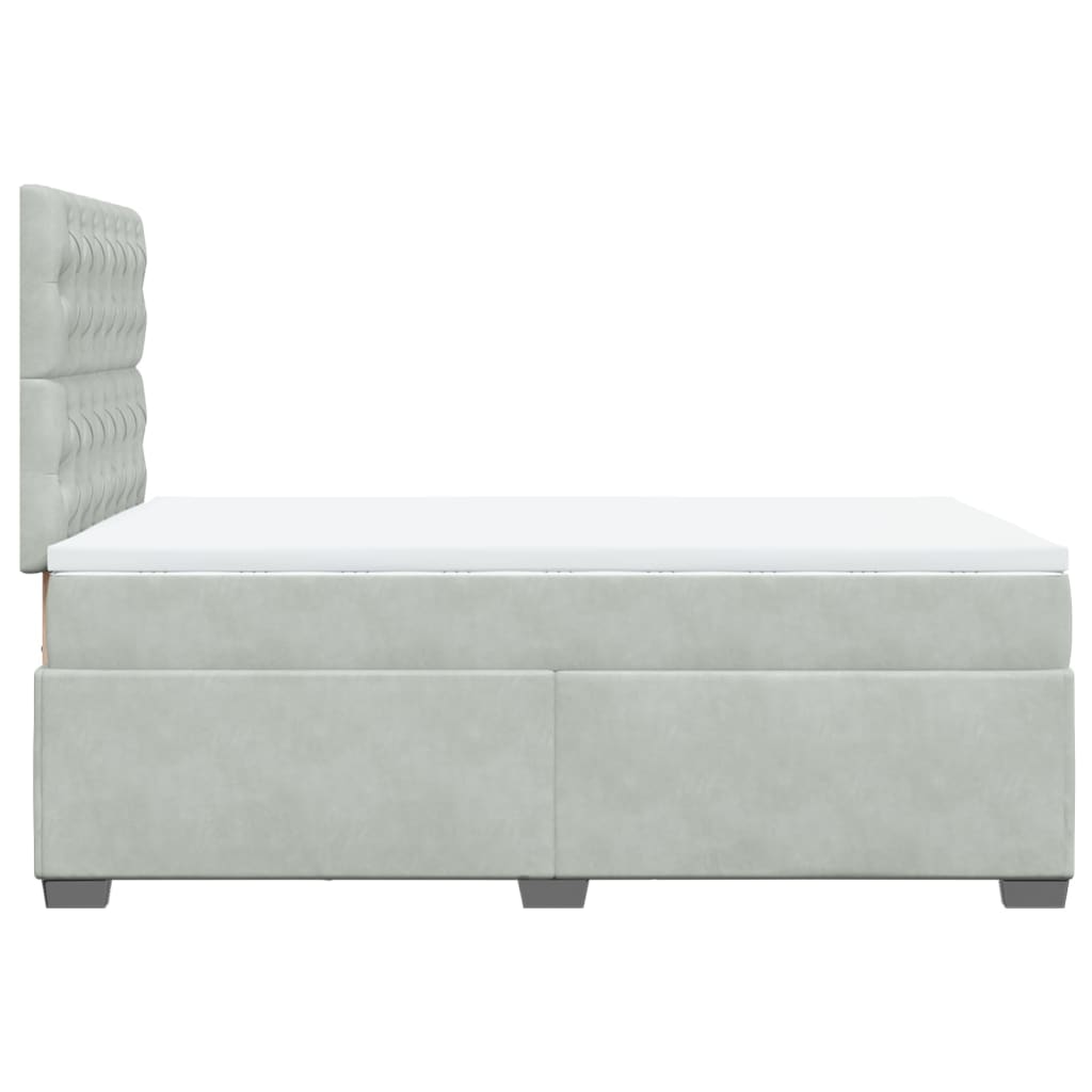 Boxspring met matras fluweel lichtgrijs 120x200 cm is nu te koop bij PeponiXL, paradijselijk wonen!