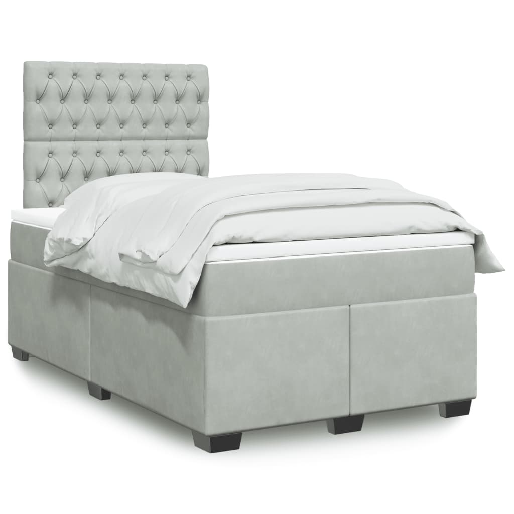 Boxspring met matras fluweel lichtgrijs 120x200 cm is nu te koop bij PeponiXL, paradijselijk wonen!