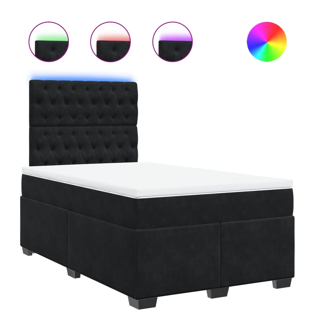 Boxspring met matras fluweel zwart 120x200 cm is nu te koop bij PeponiXL, paradijselijk wonen!