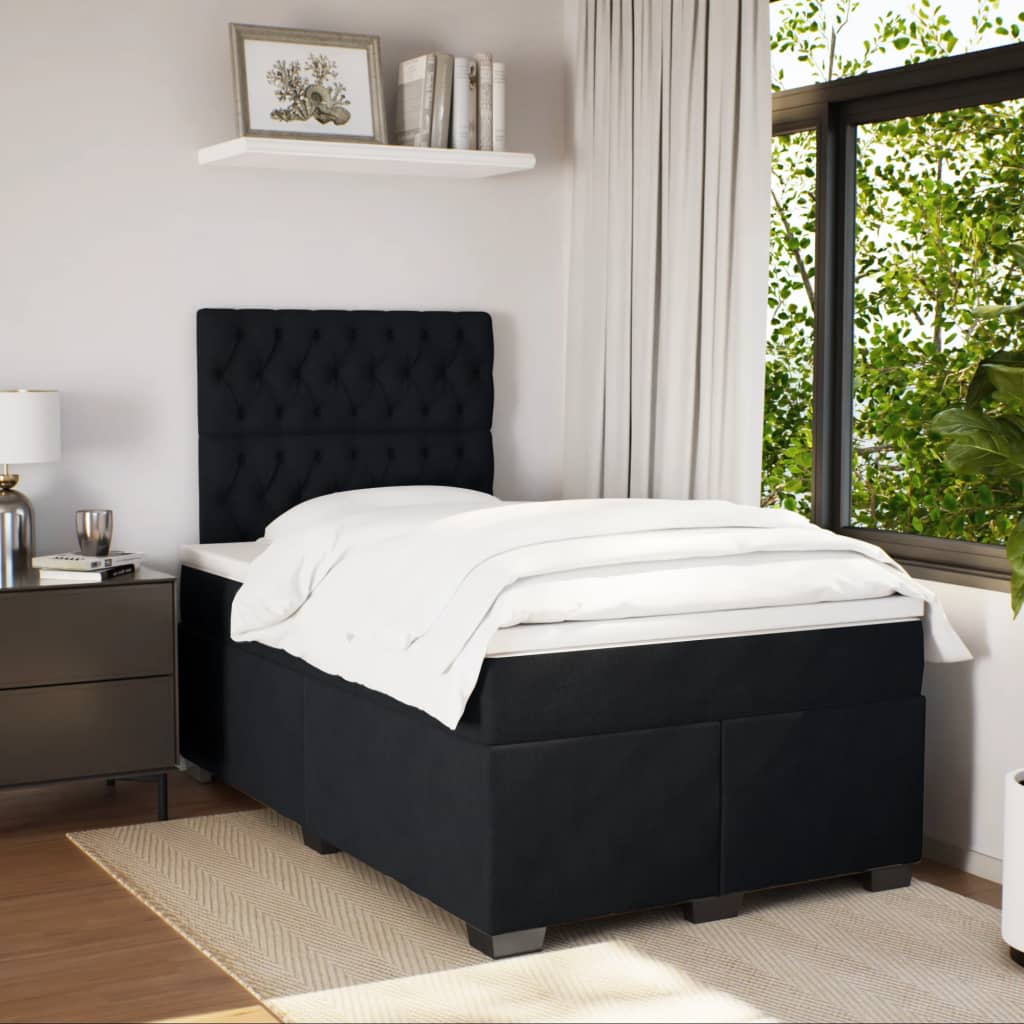 Boxspring met matras fluweel zwart 120x200 cm is nu te koop bij PeponiXL, paradijselijk wonen!