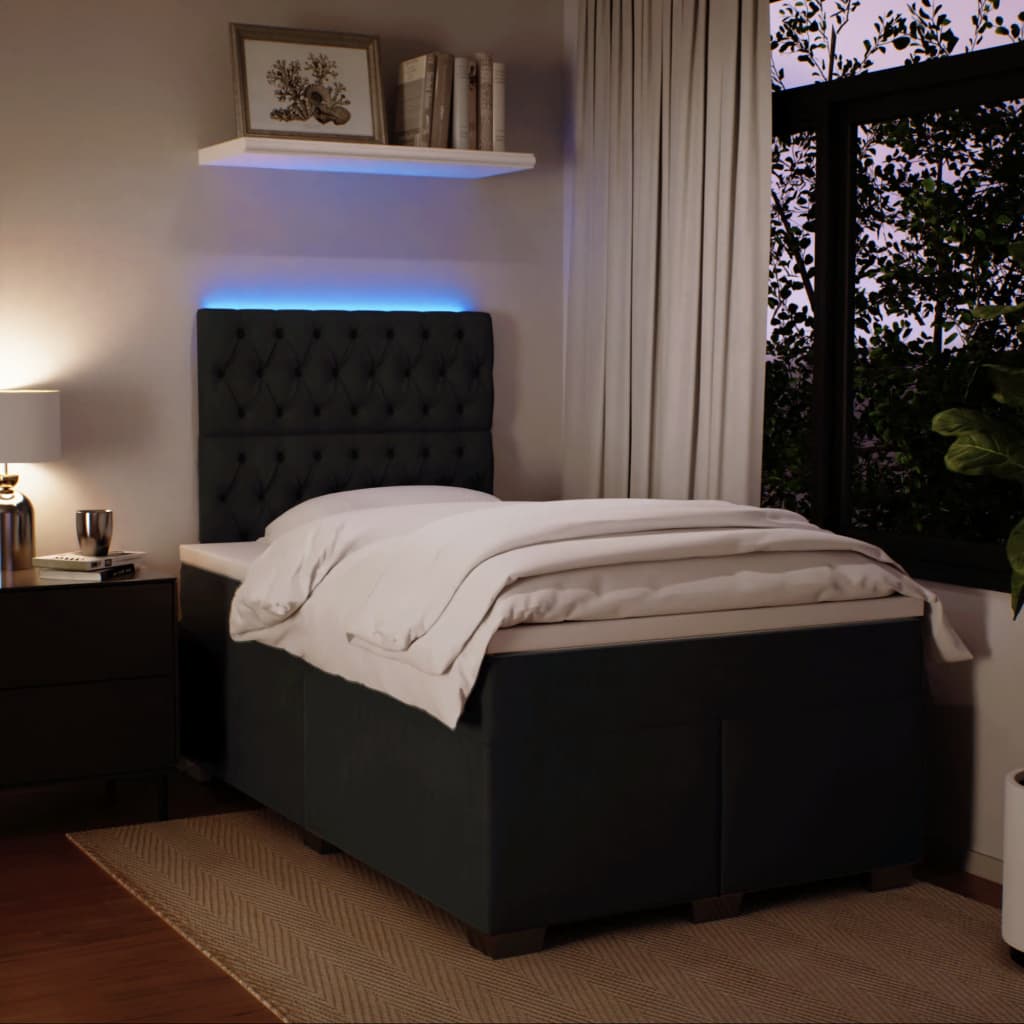 Boxspring met matras fluweel zwart 120x200 cm is nu te koop bij PeponiXL, paradijselijk wonen!
