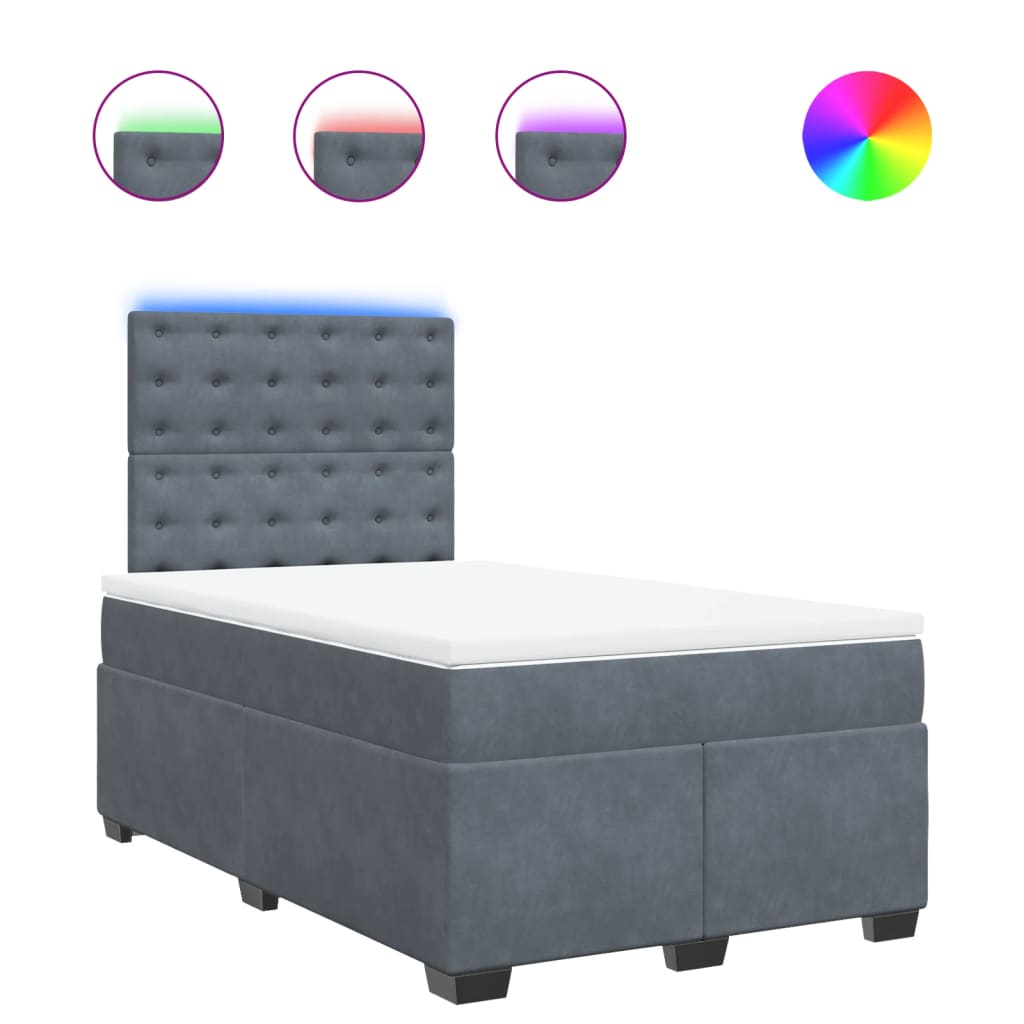 Boxspring met matras fluweel donkergrijs 120x200 cm is nu te koop bij PeponiXL, paradijselijk wonen!
