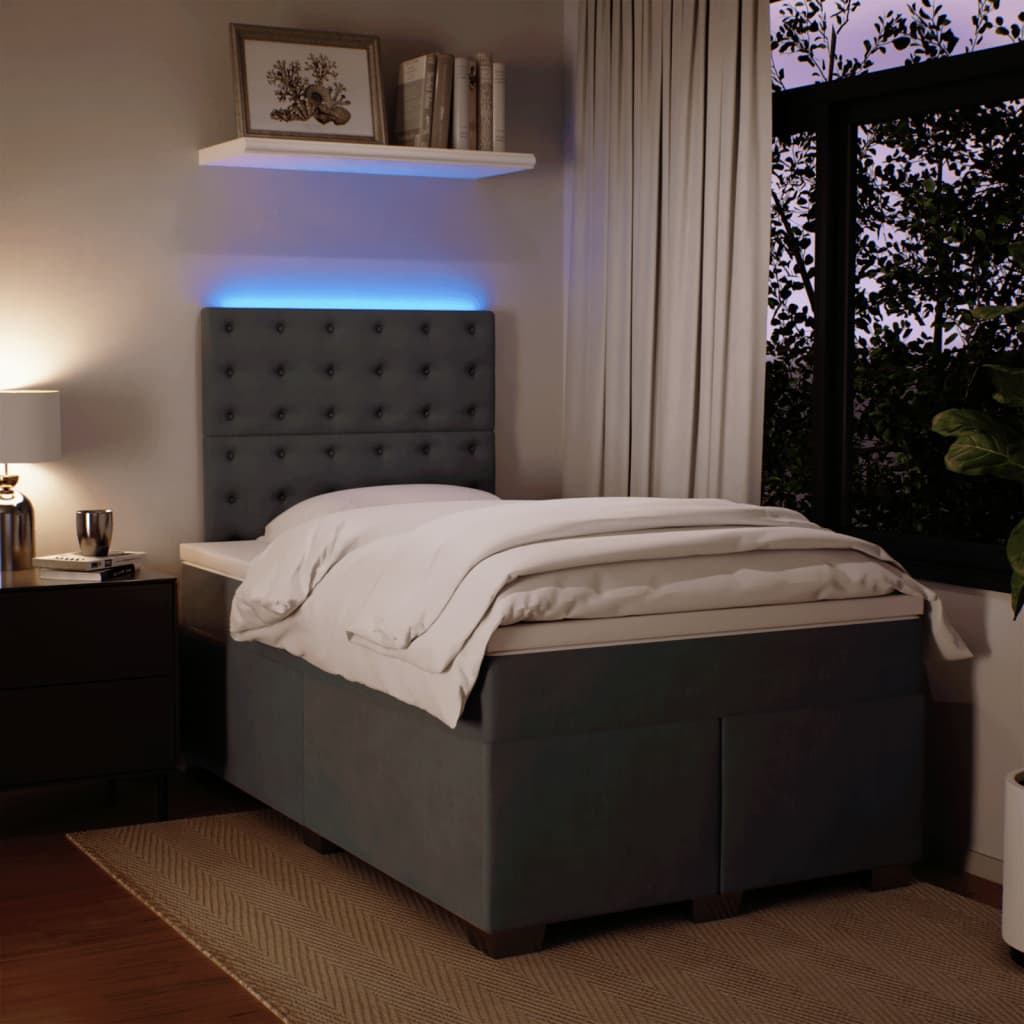 Boxspring met matras fluweel donkergrijs 120x200 cm is nu te koop bij PeponiXL, paradijselijk wonen!
