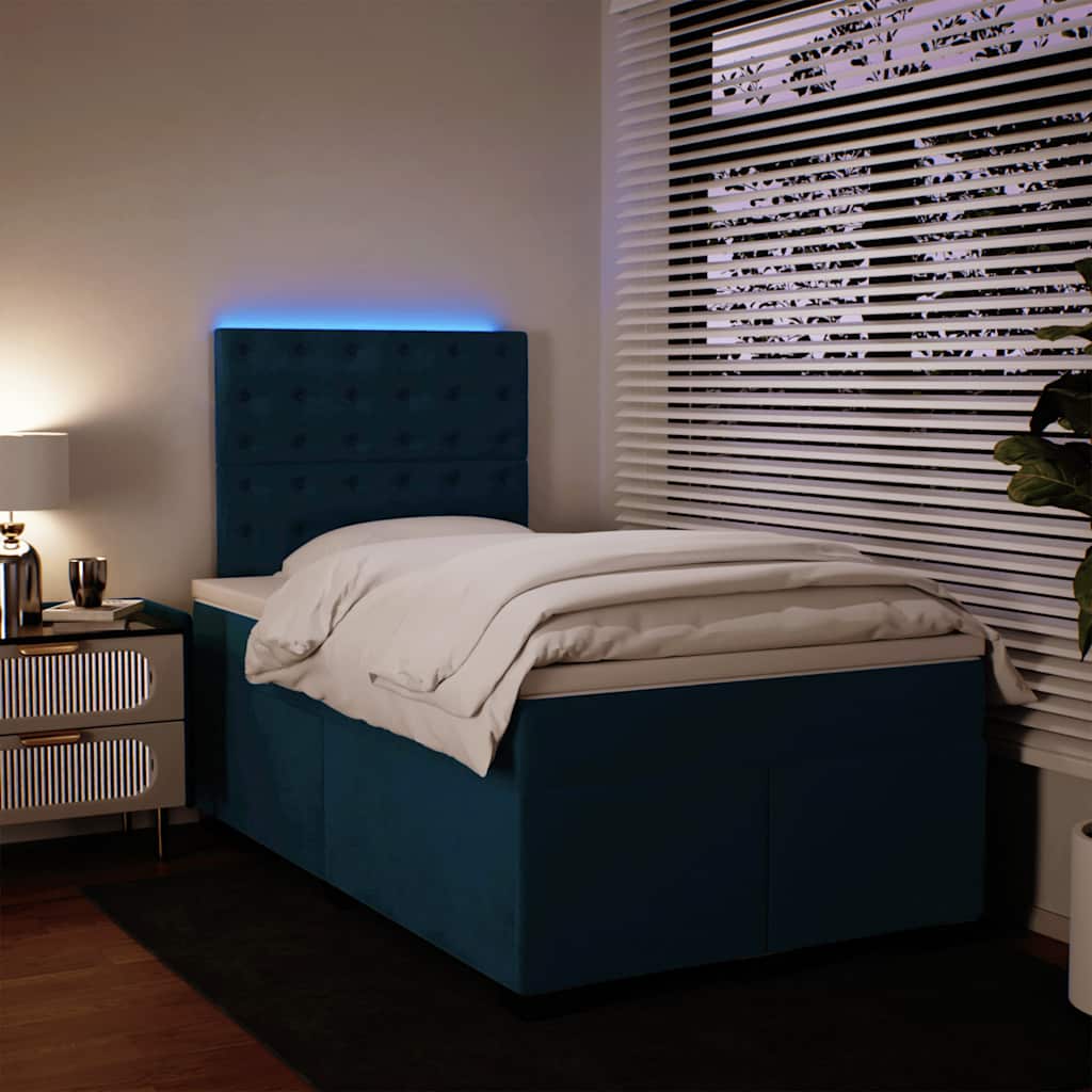 Boxspring met matras fluweel blauw 120x200 cm is nu te koop bij PeponiXL, paradijselijk wonen!