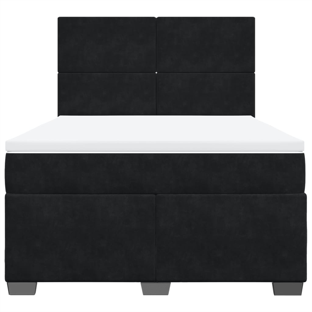 Boxspring met matras fluweel zwart 140x190 cm is nu te koop bij PeponiXL, paradijselijk wonen!