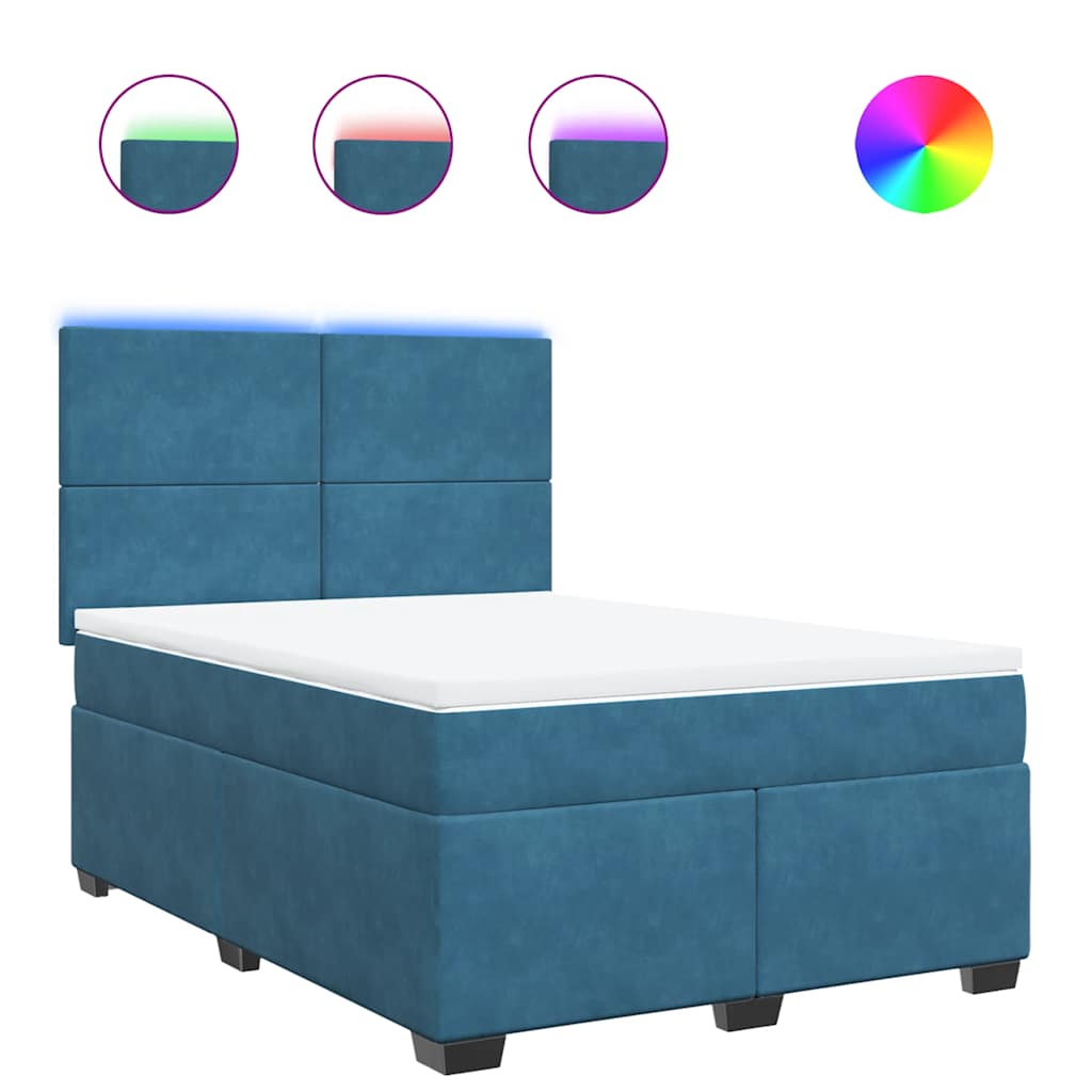 Boxspring met matras fluweel blauw 140x190 cm is nu te koop bij PeponiXL, paradijselijk wonen!