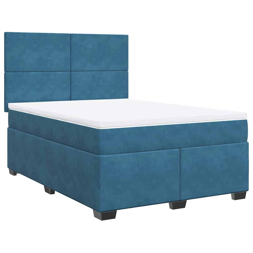 Boxspring met matras fluweel blauw 140x190 cm is nu te koop bij PeponiXL, paradijselijk wonen!