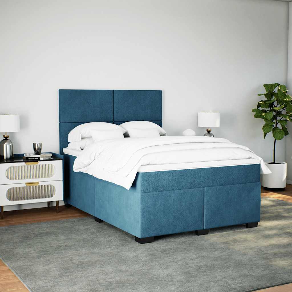 Boxspring met matras fluweel blauw 140x190 cm is nu te koop bij PeponiXL, paradijselijk wonen!