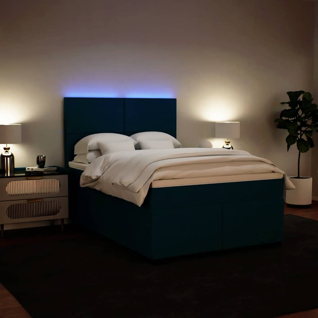 Boxspring met matras fluweel blauw 140x190 cm is nu te koop bij PeponiXL, paradijselijk wonen!