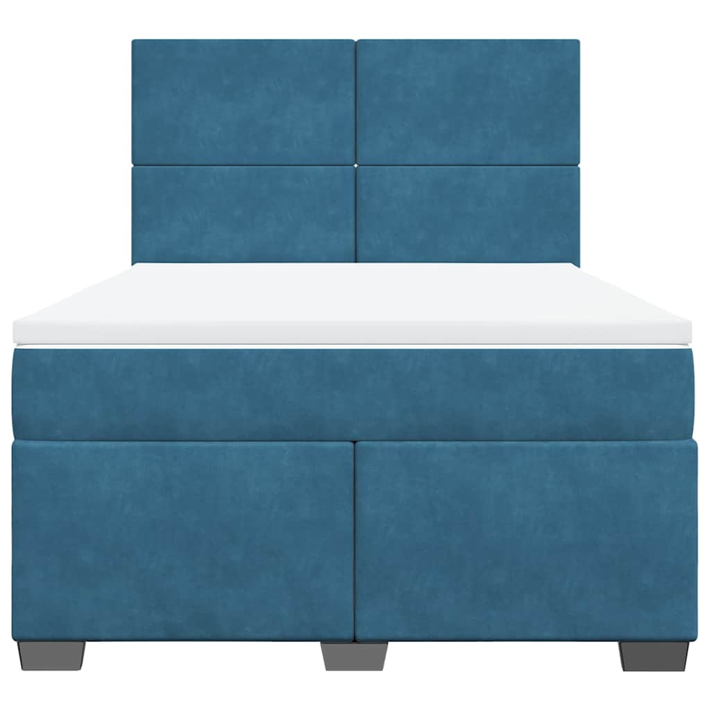 Boxspring met matras fluweel blauw 140x190 cm is nu te koop bij PeponiXL, paradijselijk wonen!