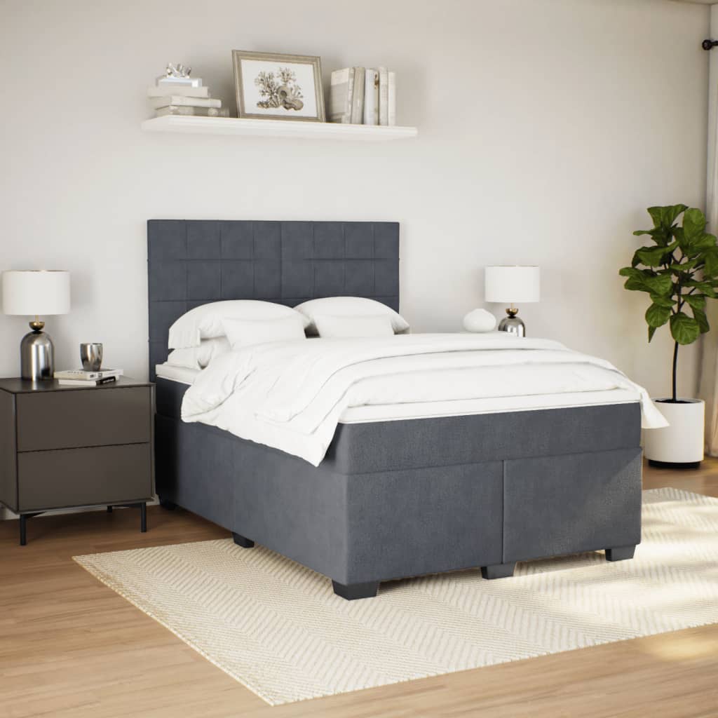 Boxspring met matras fluweel donkergrijs 140x190 cm is nu te koop bij PeponiXL, paradijselijk wonen!