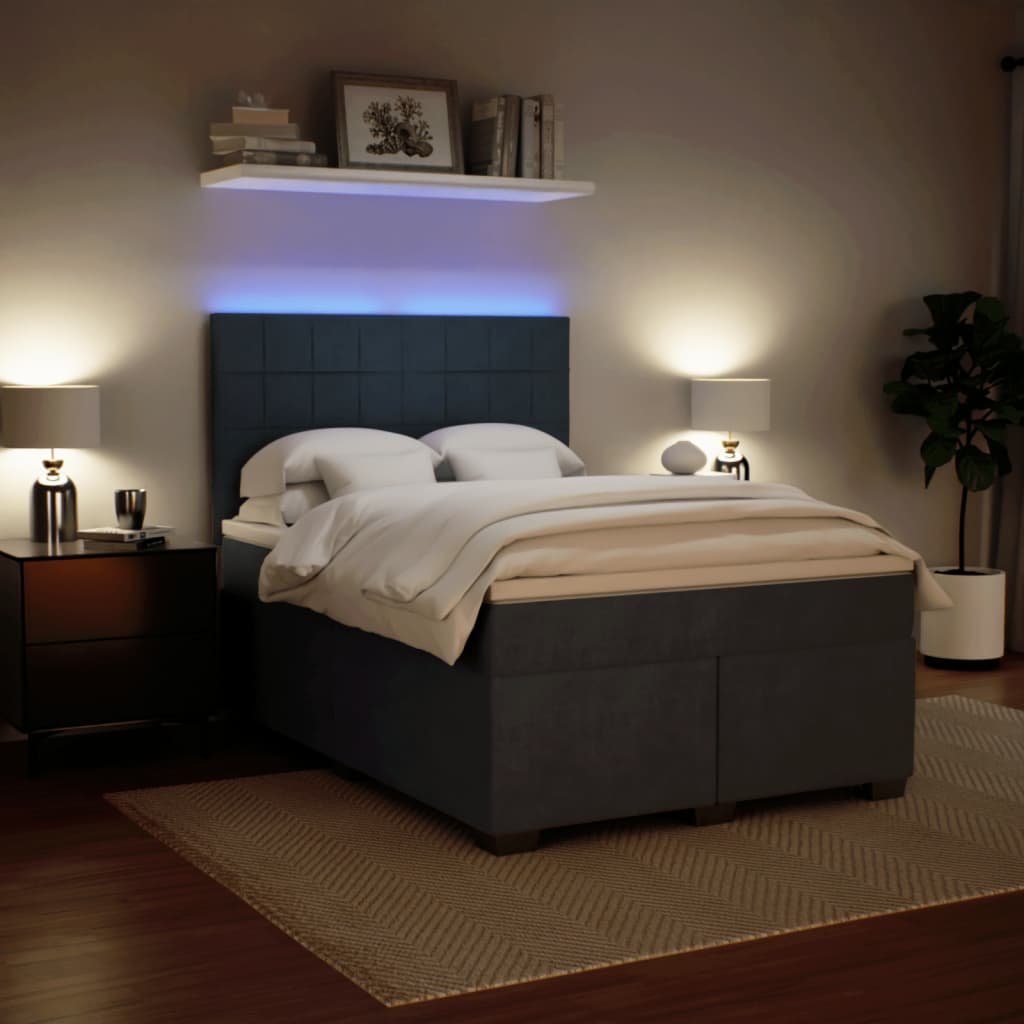 Boxspring met matras fluweel donkergrijs 140x190 cm is nu te koop bij PeponiXL, paradijselijk wonen!