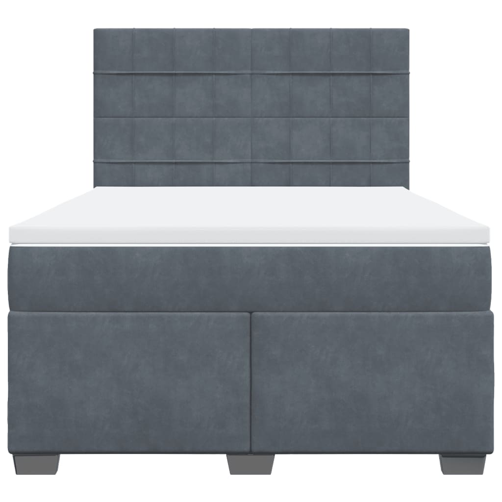 Boxspring met matras fluweel donkergrijs 140x190 cm is nu te koop bij PeponiXL, paradijselijk wonen!