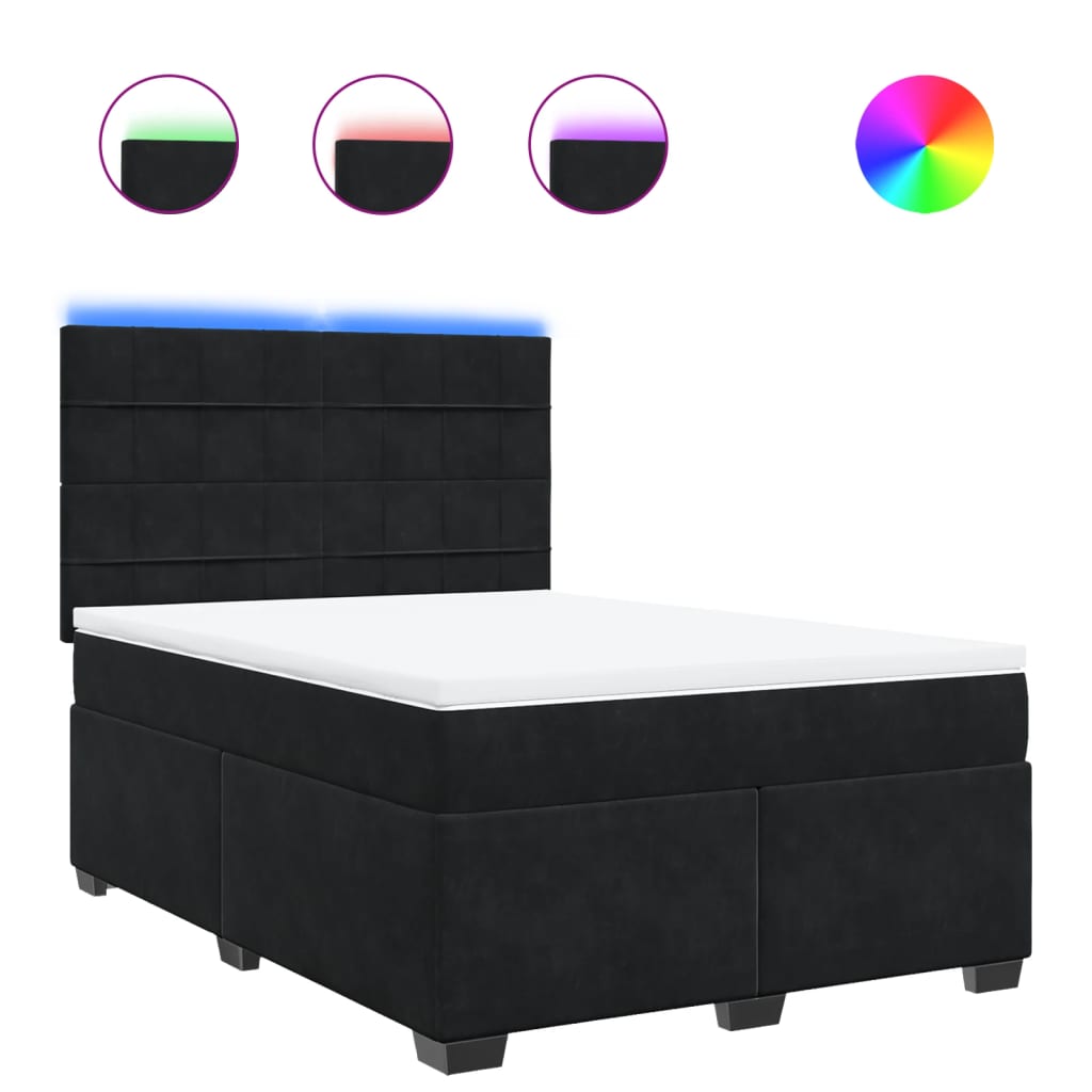 Boxspring met matras fluweel zwart 140x190 cm is nu te koop bij PeponiXL, paradijselijk wonen!