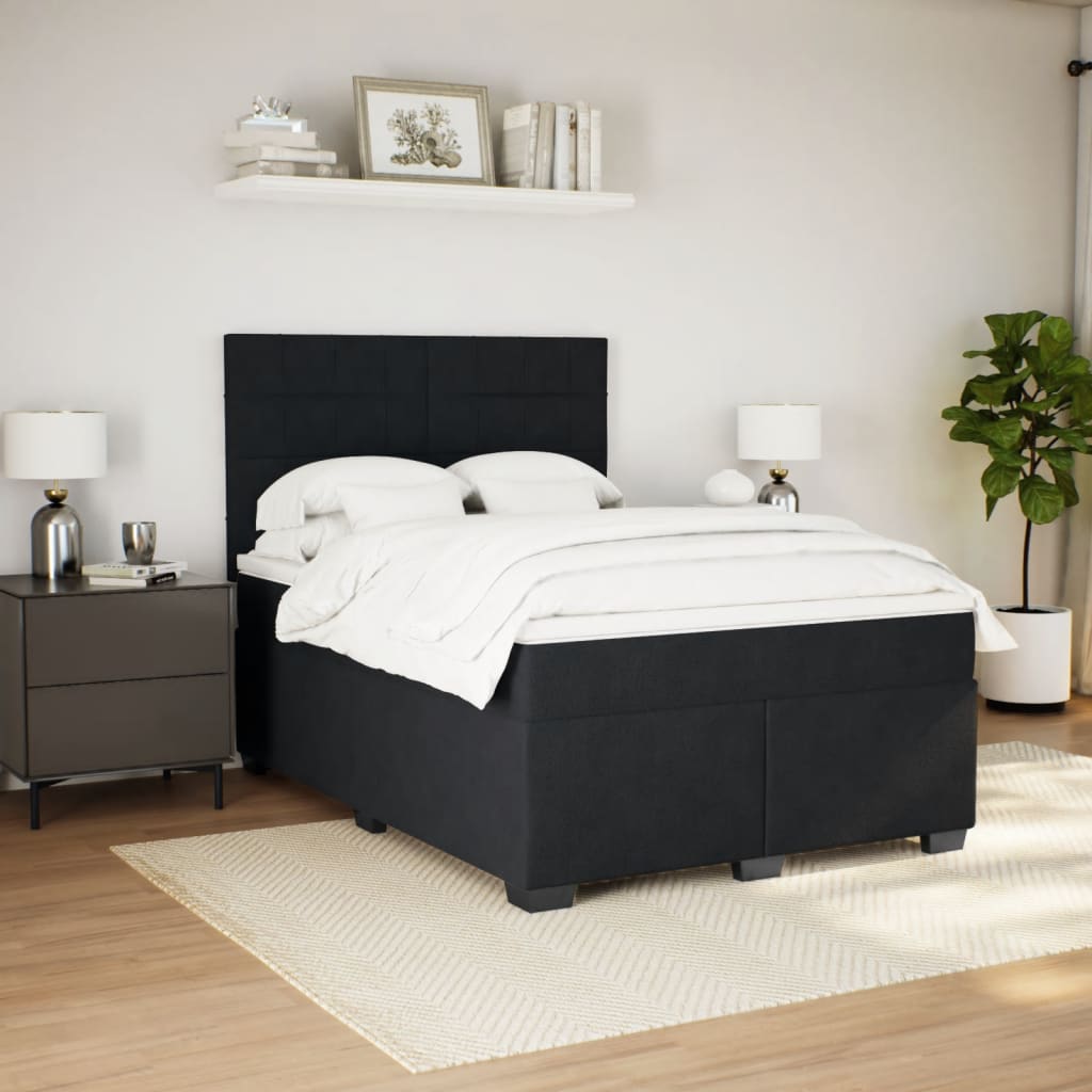 Boxspring met matras fluweel zwart 140x190 cm is nu te koop bij PeponiXL, paradijselijk wonen!